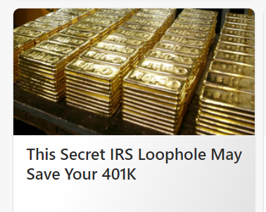 SECRET IRS LOOPHOLE, SAVE YOUR 401(K)