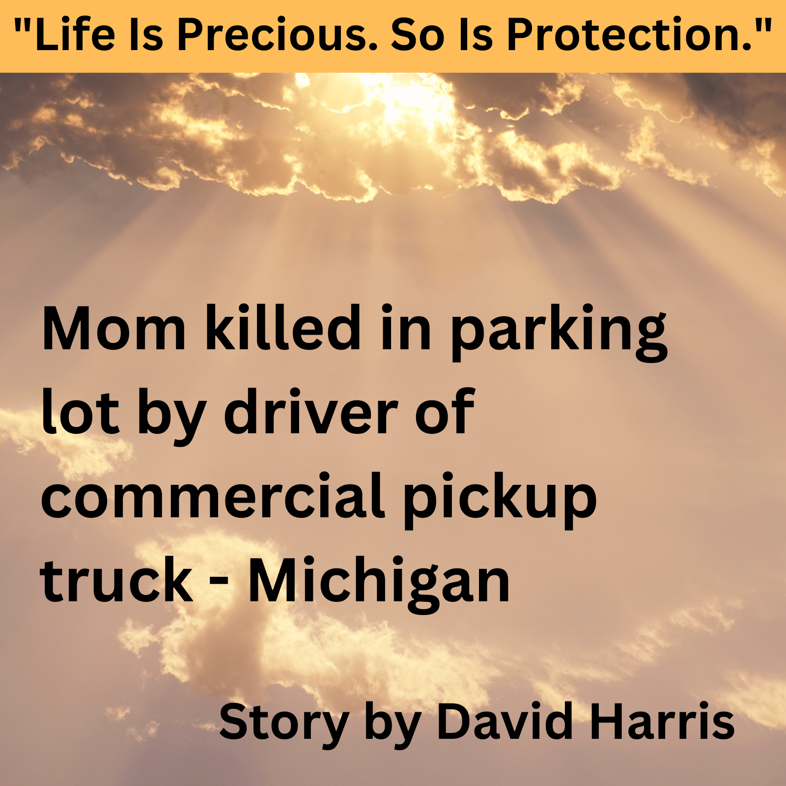 Life Is Precious. So Is Protection. MOM killed in Parking Lot